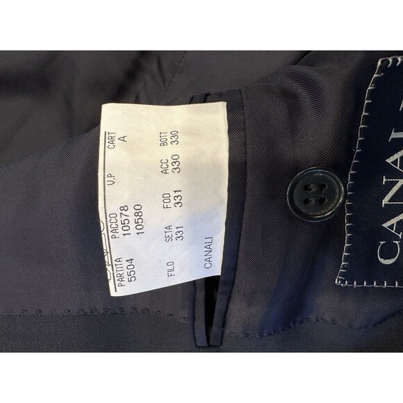 Canali 3‎ Buttons Wool Jacket Coat dark charcoal 56R made in Italy Dark Navy - Picture 16 of 16